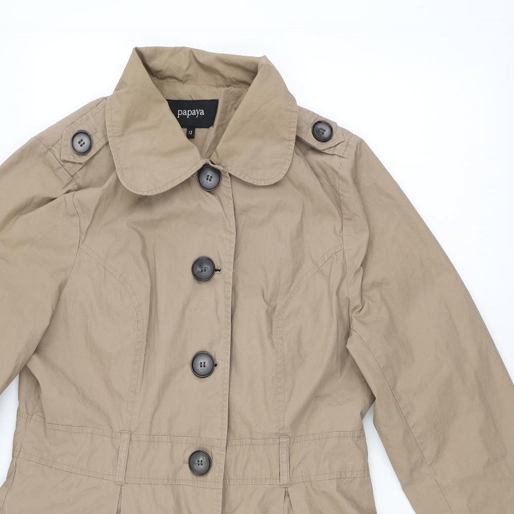 Papaya Womens Brown   Overcoat Coat Size 12