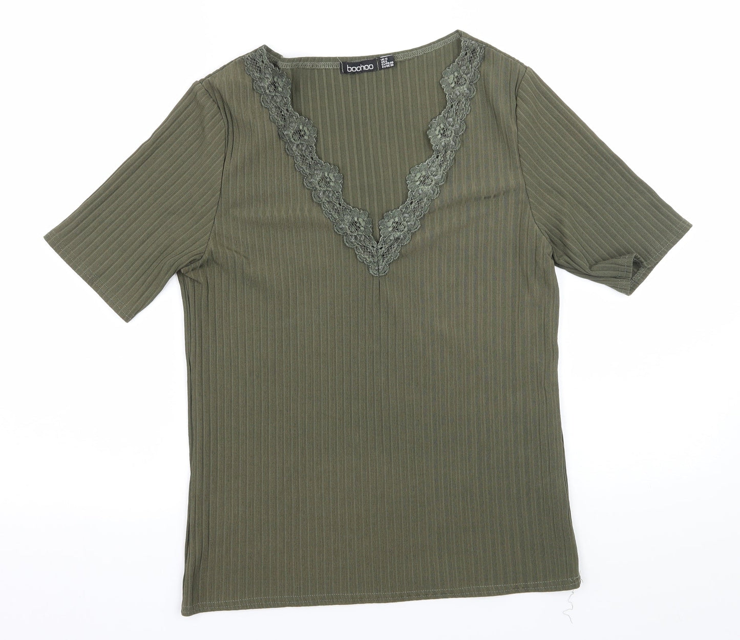 Boohoo Womens Green  Jersey Basic T-Shirt Size 12