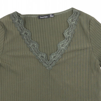 Boohoo Womens Green  Jersey Basic T-Shirt Size 12