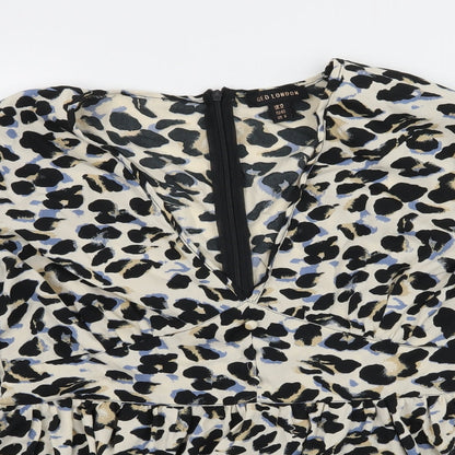 QED London Womens Beige Animal Print  Basic Blouse Size 12