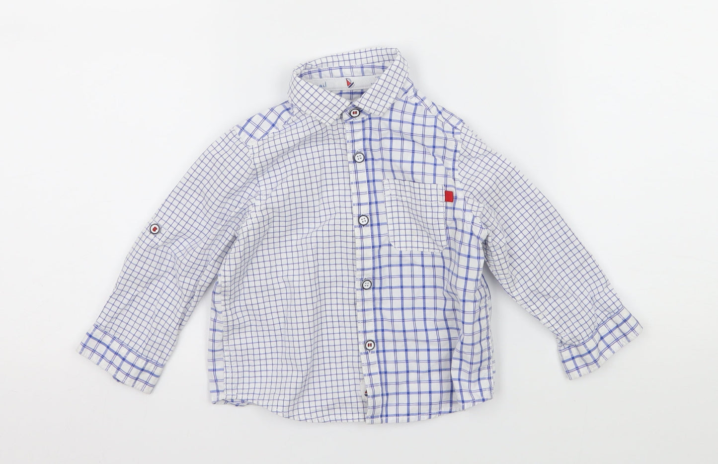 Mothercare Baby White Check  Basic Button-Up Size 9-12 Months