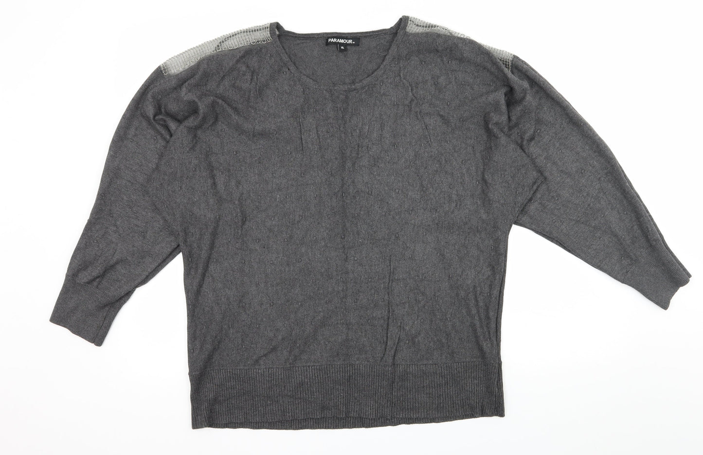 Paramour Womens Grey  Knit Pullover Jumper Size XL  - Embellished Shoulders