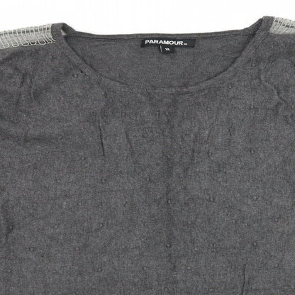 Paramour Womens Grey  Knit Pullover Jumper Size XL  - Embellished Shoulders