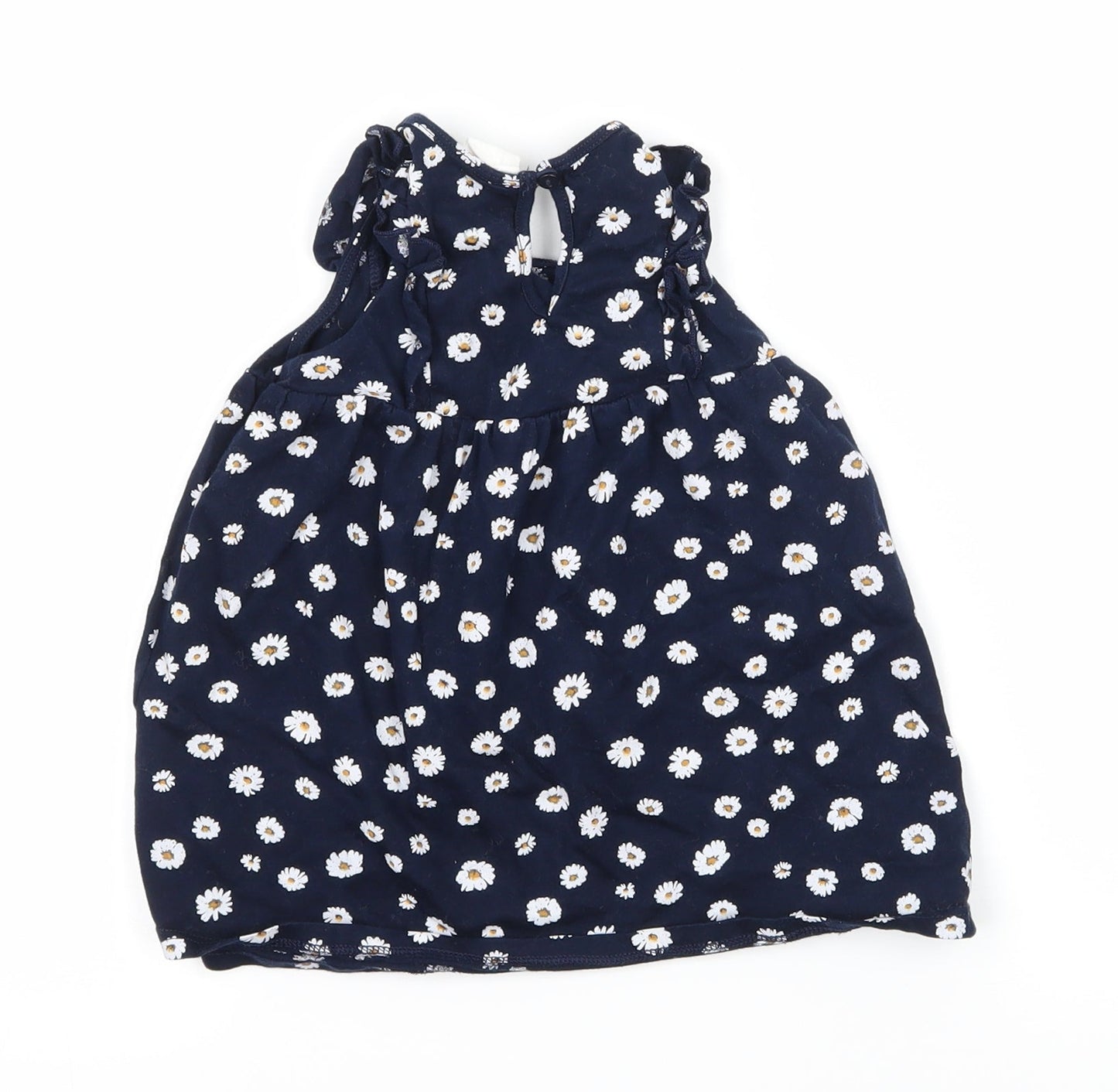 H&M Girls Blue Floral Jersey T-Shirt Dress  Size 6-9 Months