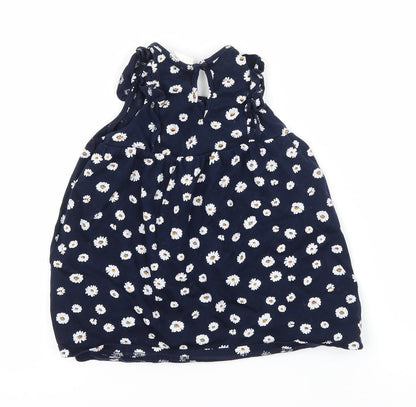 H&M Girls Blue Floral Jersey T-Shirt Dress  Size 6-9 Months