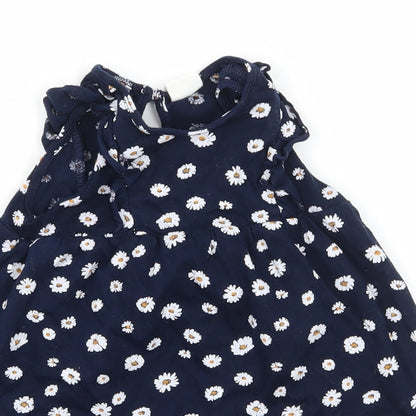 H&M Girls Blue Floral Jersey T-Shirt Dress  Size 6-9 Months