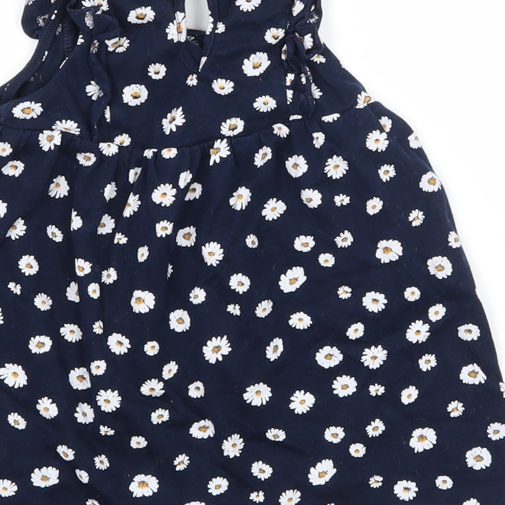 H&M Girls Blue Floral Jersey T-Shirt Dress  Size 6-9 Months