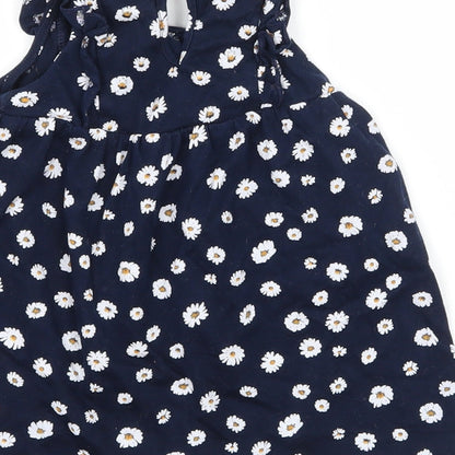 H&M Girls Blue Floral Jersey T-Shirt Dress  Size 6-9 Months