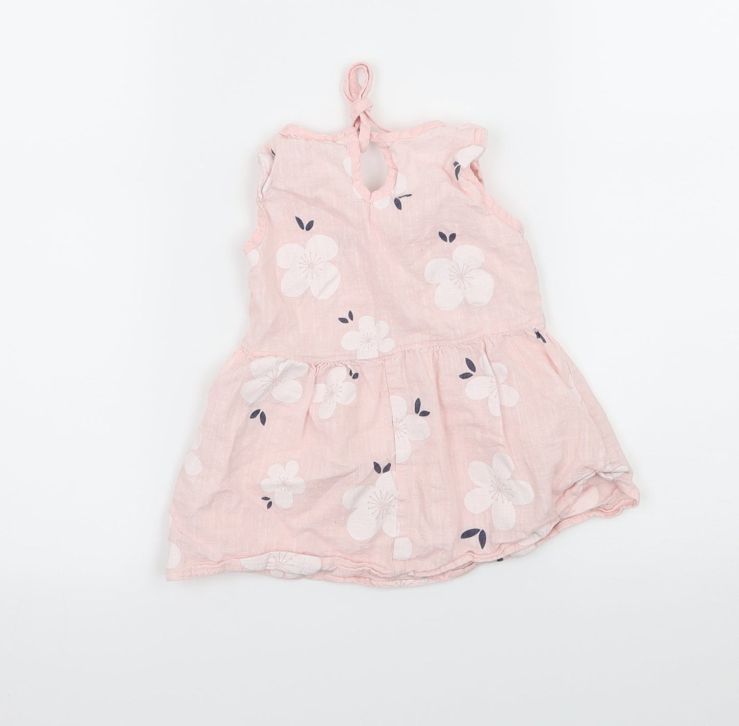 Preworn Girls Pink Floral  Tank Dress  Size 6-9 Months