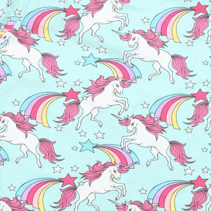 NEXT Girls Blue Geometric Jersey Top Pyjama Top Size 11 Years  - Unicorn