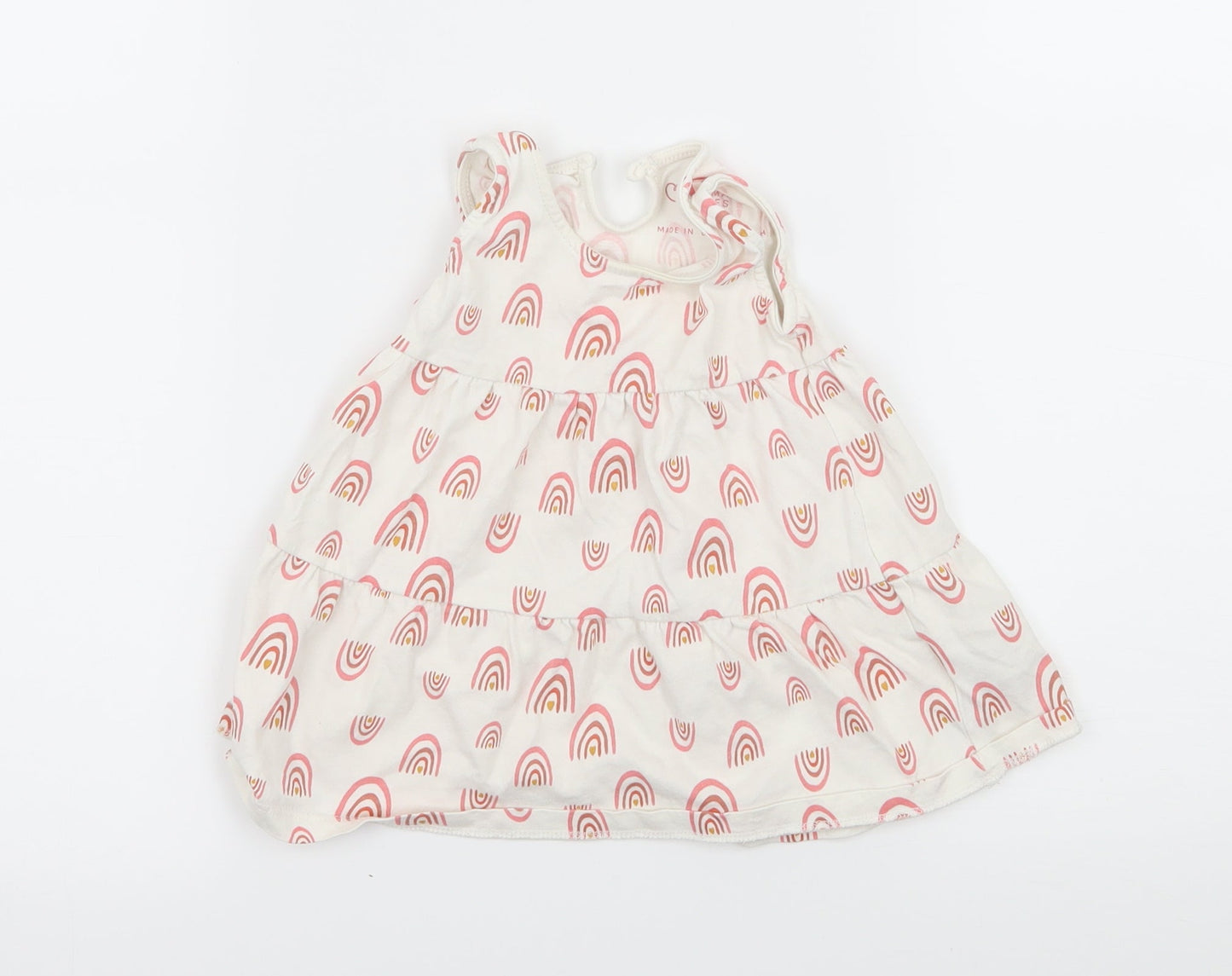 Primark Girls White Geometric Jersey Tank Dress  Size 6-9 Months