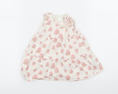 Primark Girls White Geometric Jersey Tank Dress  Size 6-9 Months