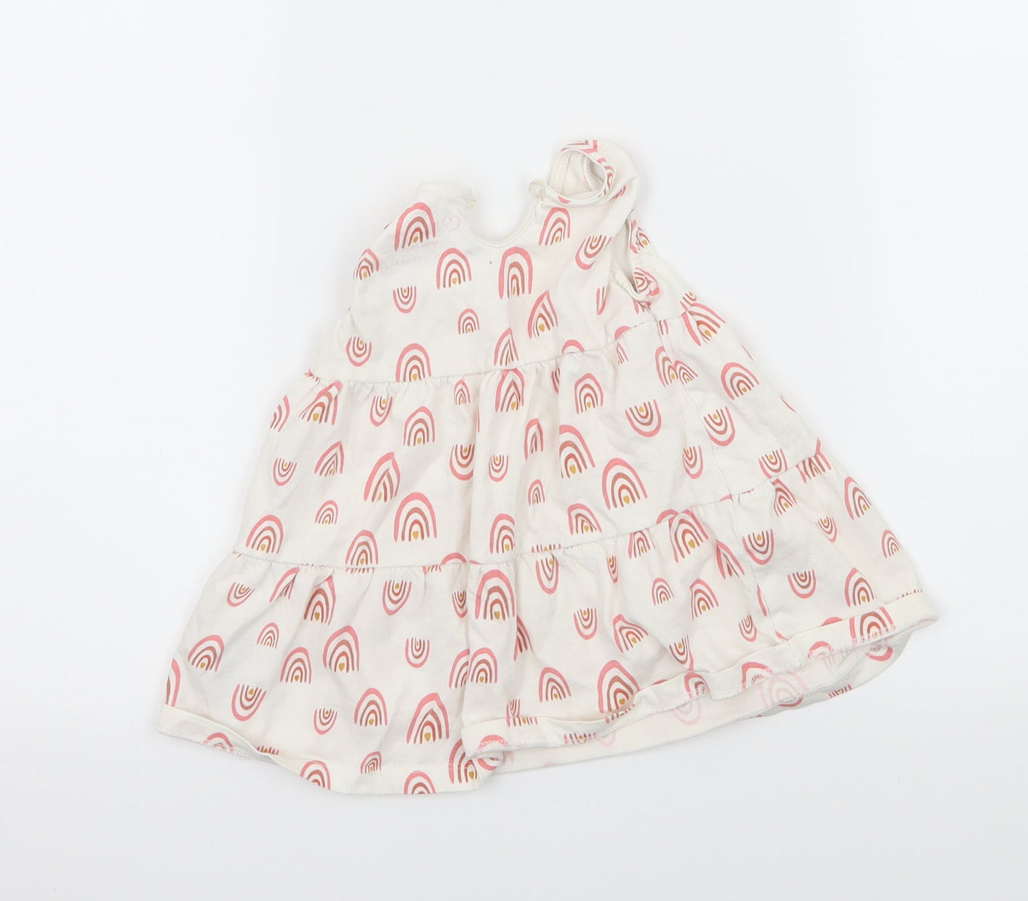 Primark Girls White Geometric Jersey Tank Dress  Size 6-9 Months