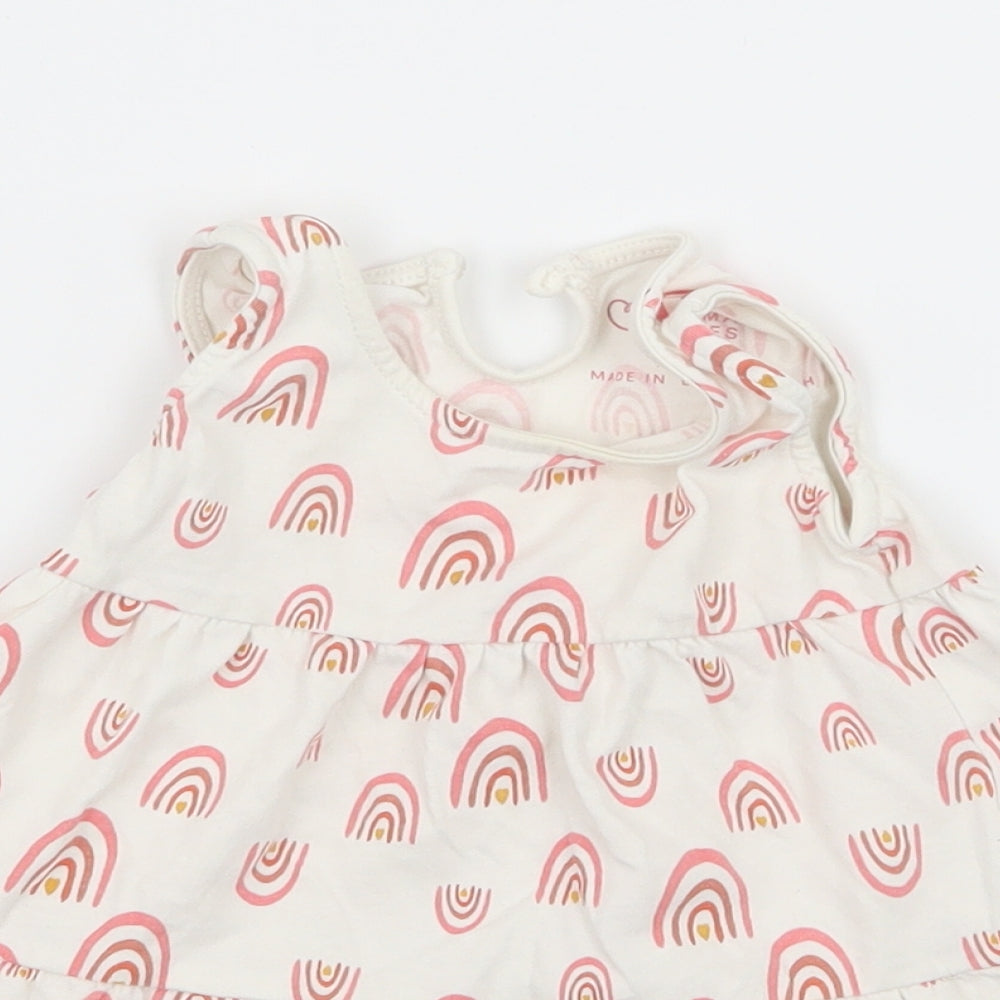 Primark Girls White Geometric Jersey Tank Dress  Size 6-9 Months