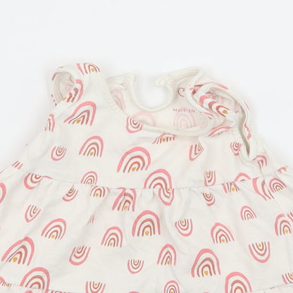 Primark Girls White Geometric Jersey Tank Dress  Size 6-9 Months