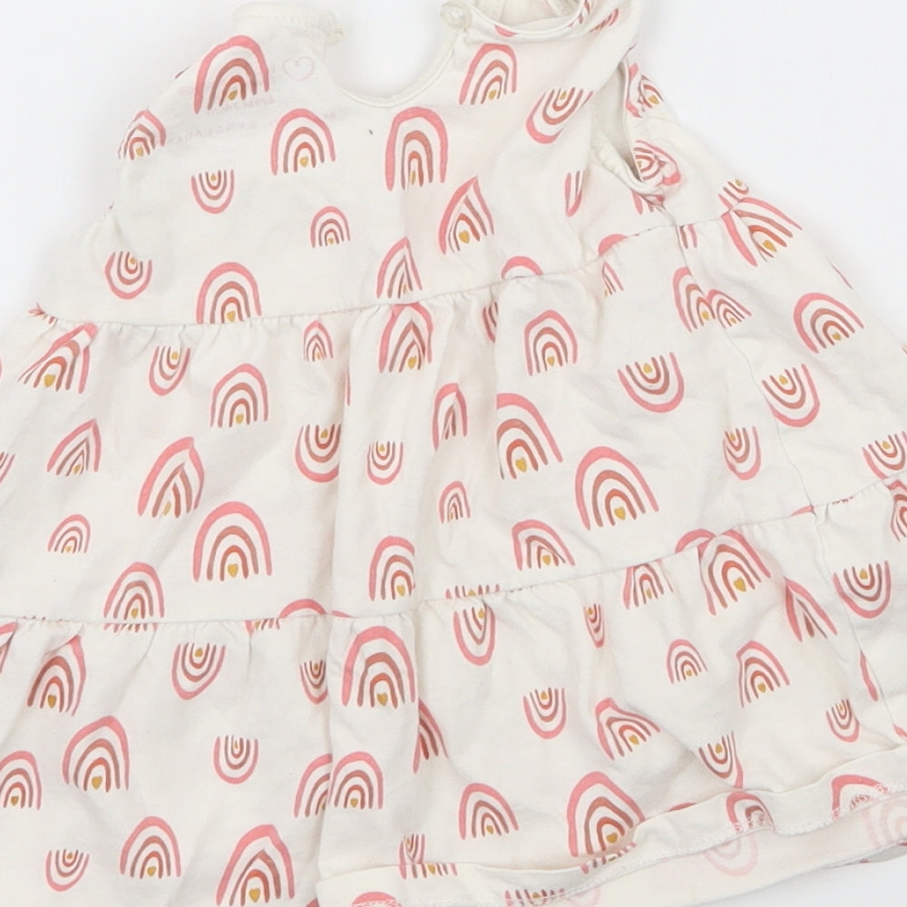 Primark Girls White Geometric Jersey Tank Dress  Size 6-9 Months