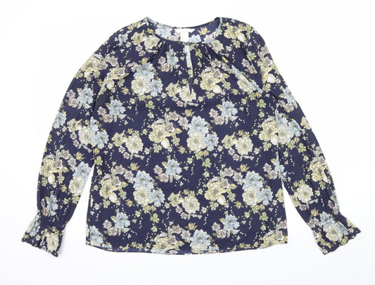 Womens UK Size 8 H&M Blue Basic Blouse