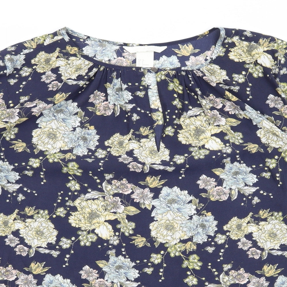 Womens UK Size 8 H&M Blue Basic Blouse