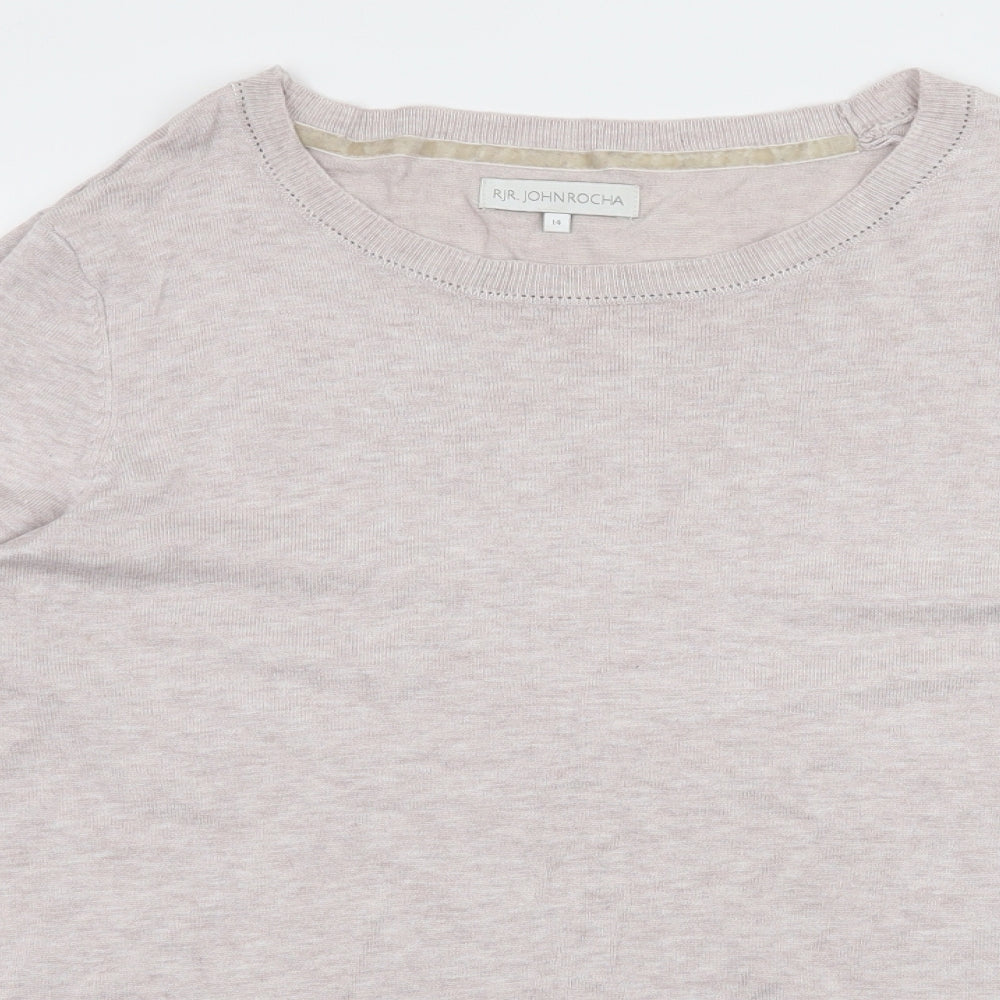 Close-up detail of RJR.John Rocha women’s pink knit jumper, size UK 14