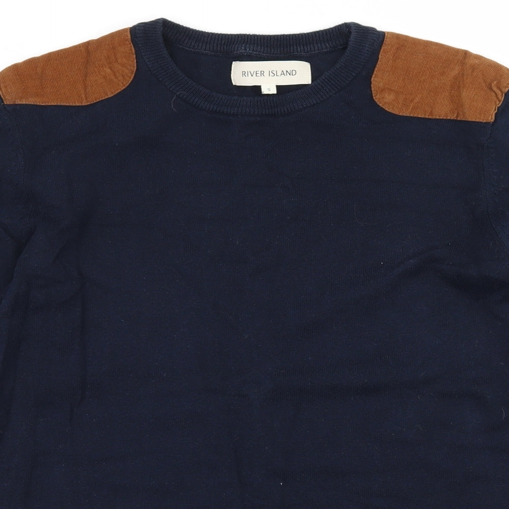 River Island Mens Black  Knit Pullover Jumper Size S