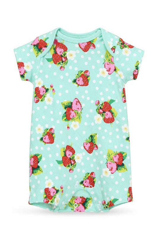 Front view of Next Baby Blue Polka Dot Babygrow One-Piece, size 0-3, Months