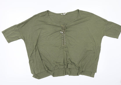 Womens UK Size M Brave Soul Green Basic T-Shirt