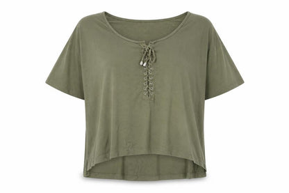 Womens UK Size M Brave Soul Green Basic T-Shirt