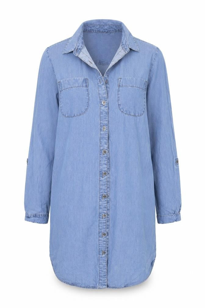 Womens UK Size 6 F&F Blue Basic Button-Up