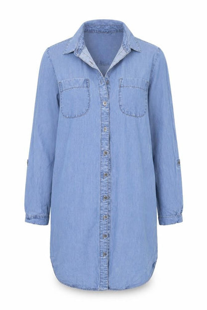 Womens UK Size 6 F&F Blue Basic Button-Up