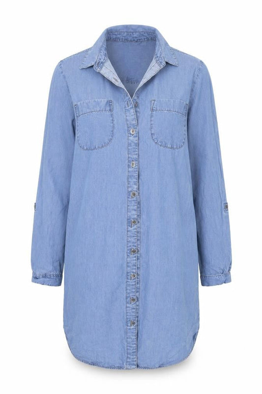 Womens UK Size 6 F&F Blue Basic Button-Up