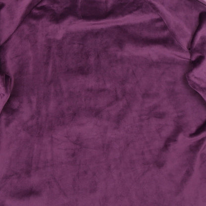 Brand and care label for Love To Lounge women’s purple jumper, size M