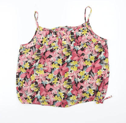 George Womens Pink Floral  Basic Tank Size 14