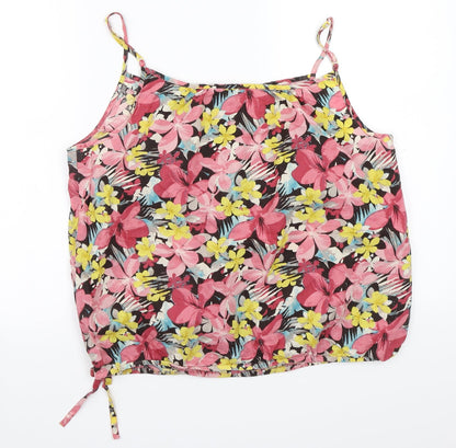 George Womens Pink Floral  Basic Tank Size 14