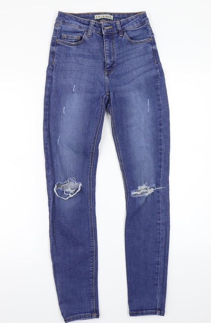 Denim & Co. Womens Blue   Skinny Jeans Size 6 L27 in