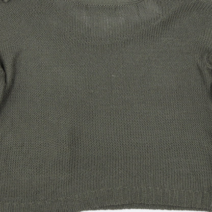 Brand and care label for Internationale women’s green jumper, size UK 14