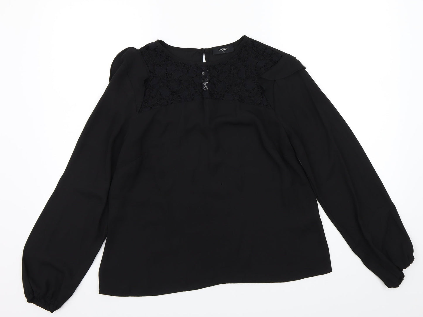 Papaya Womens Black   Basic T-Shirt Size 12