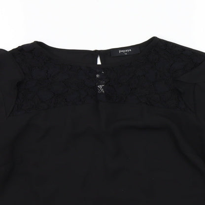 Papaya Womens Black   Basic T-Shirt Size 12