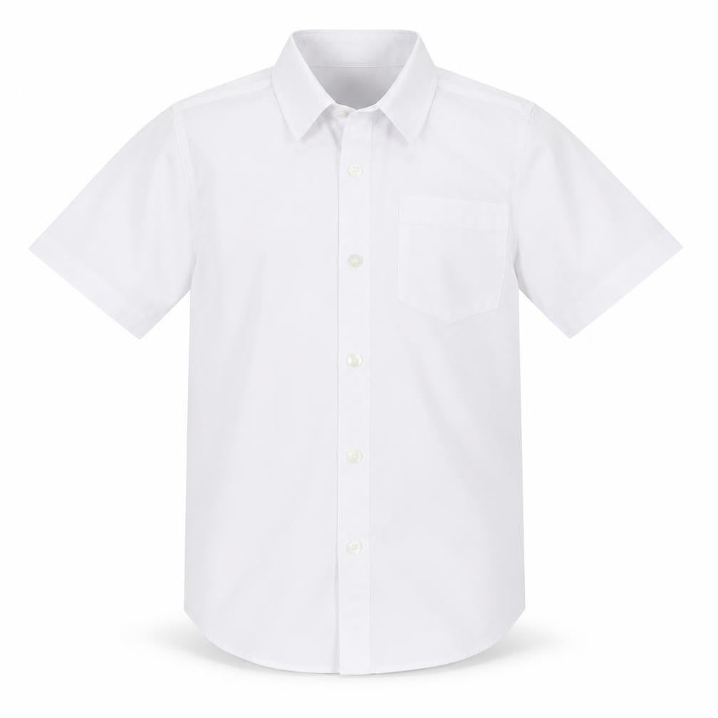 Front view of Next boys’ white basic button-up, size 7, years