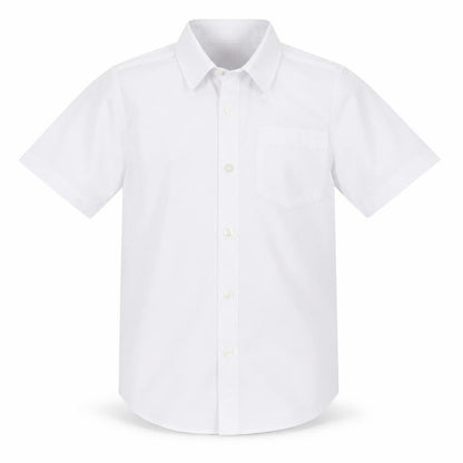 Front view of Next boys’ white basic button-up, size 7, years