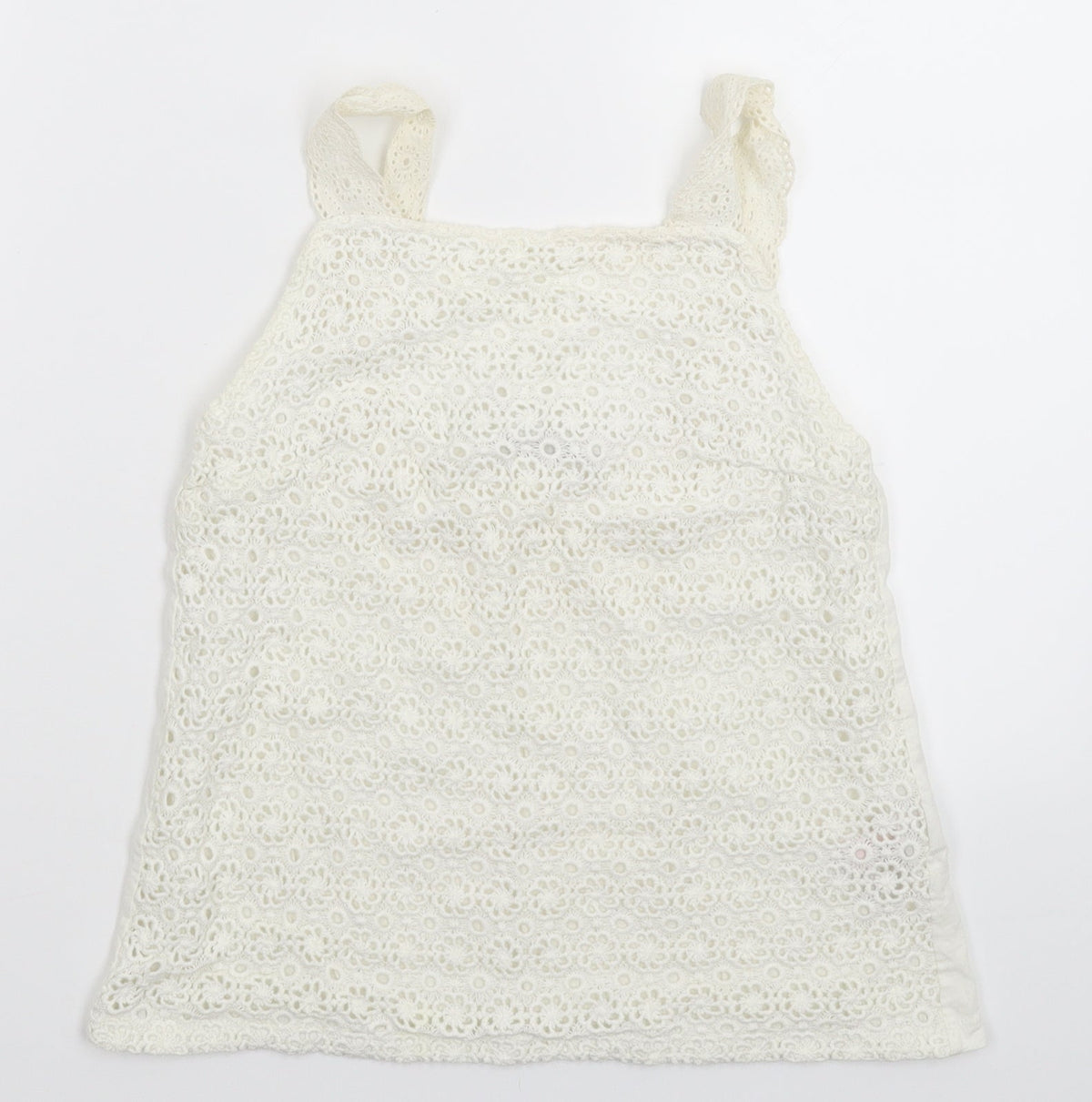 Front view of Marks & Spencer girls’ white basic tank, size 10-11, years