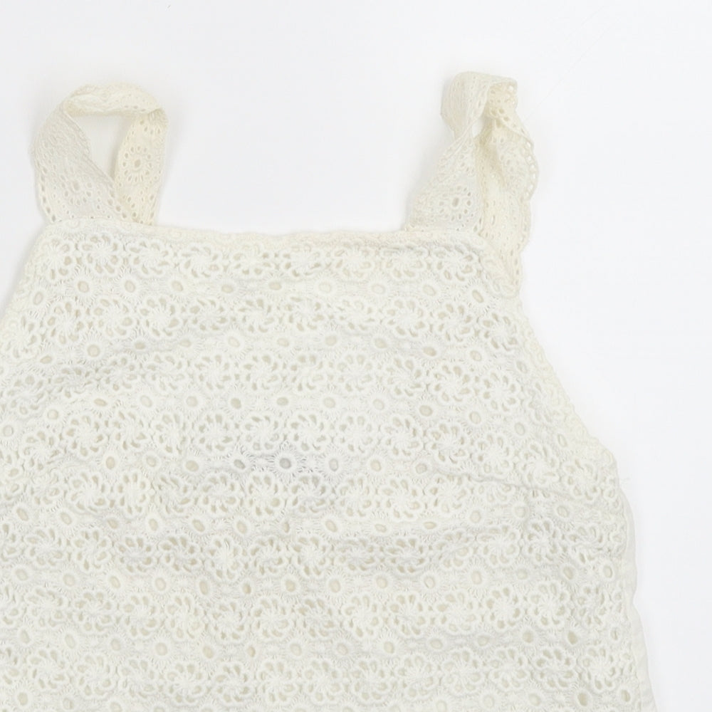 Close-up detail of Marks & Spencer girls’ white basic tank, size 10-11, years