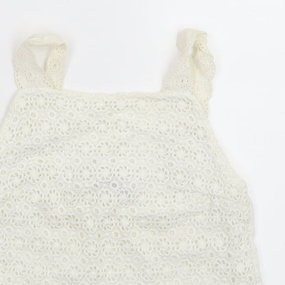 Close-up detail of Marks & Spencer girls’ white basic tank, size 10-11, years