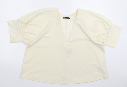 Womens UK Size S Zara White Basic T-Shirt