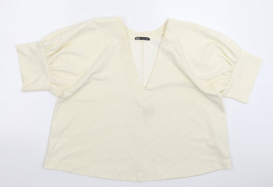 Womens UK Size S Zara White Basic T-Shirt
