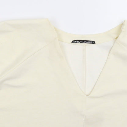 Womens UK Size S Zara White Basic T-Shirt