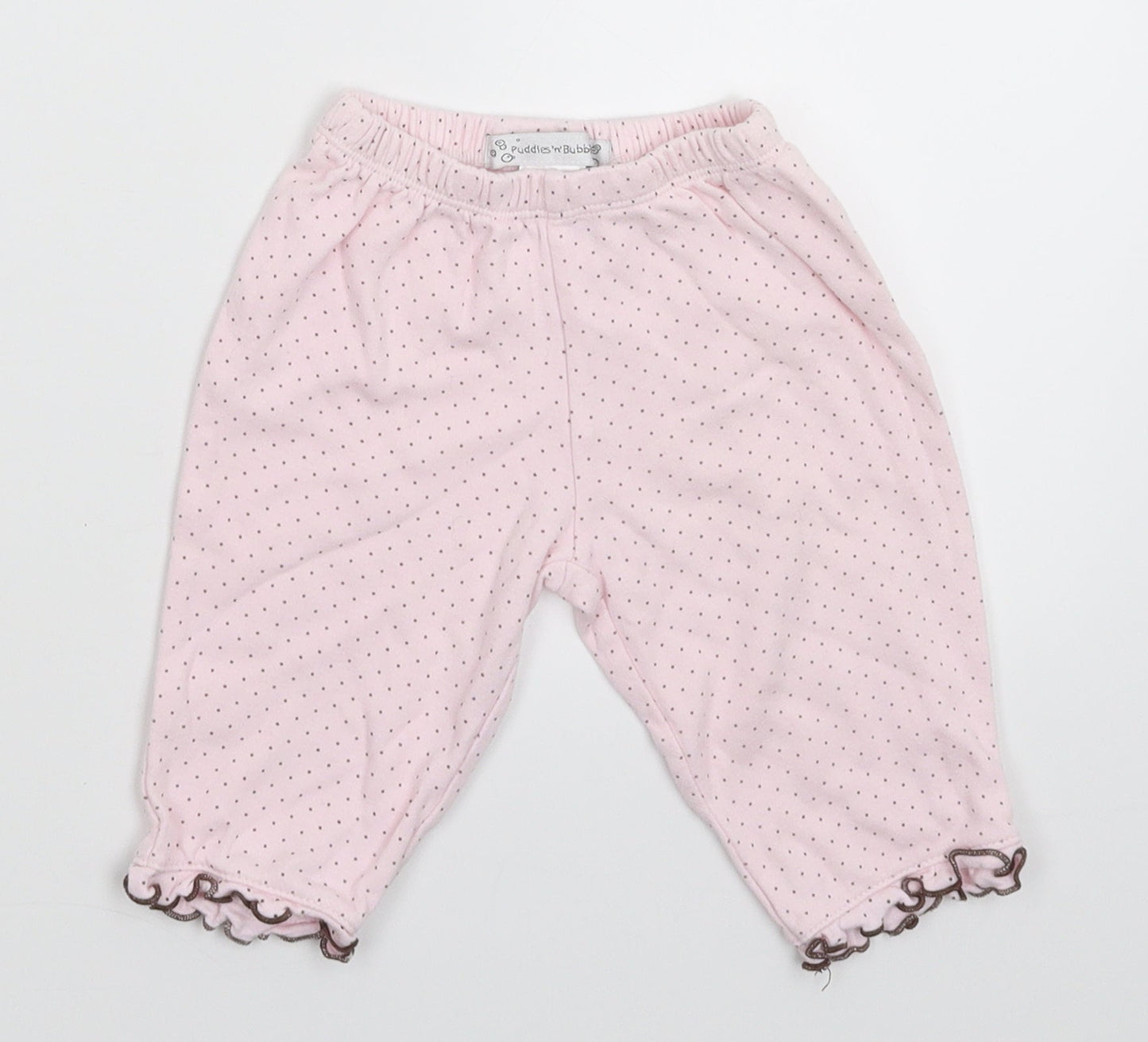 Puddles n Bubbles Girls Pink Spotted  Sweatpants Trousers Size 6-9 Months