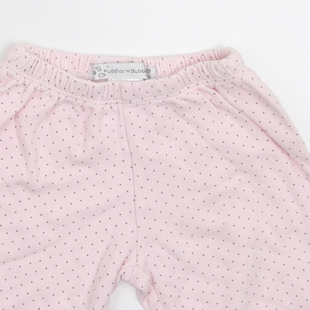 Puddles n Bubbles Girls Pink Spotted  Sweatpants Trousers Size 6-9 Months