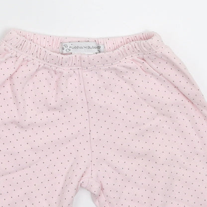 Puddles n Bubbles Girls Pink Spotted  Sweatpants Trousers Size 6-9 Months