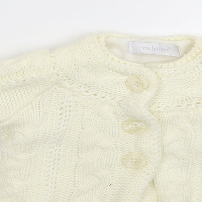 Earlydays Baby White  Knit Jacket Coatigan Size 6-9 Months