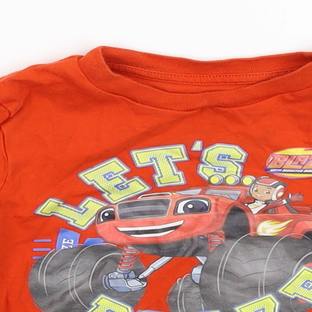 Close-up detail of George boys’ orange basic t-shirt, size 18-24, months